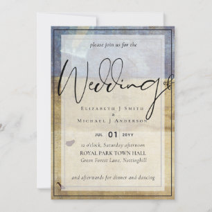 Urban Navy Blue Modern Budget Wedding Invitation