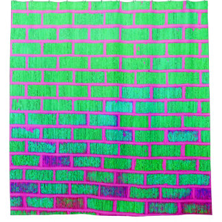 Urban Neon Brick Wall Shower Curtain