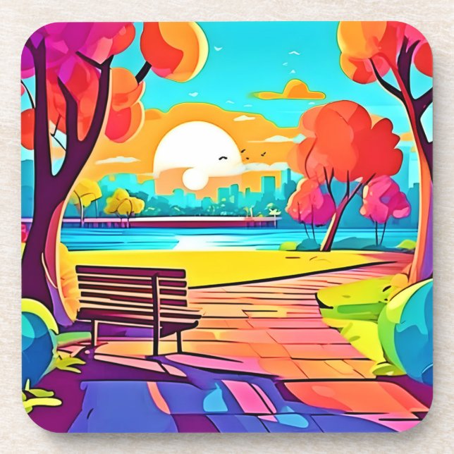 Urban Oasis Sunset Panorama Coaster (Front)