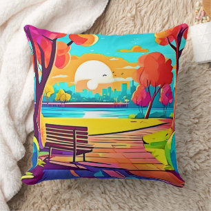 Urban Oasis Sunset Panorama Cushion