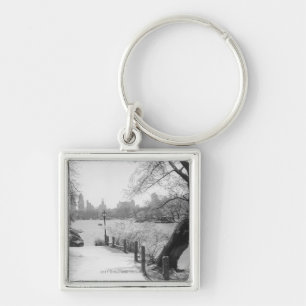 Urban park with tranquil lake key ring