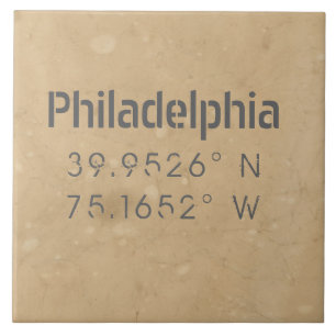 Urban Philadelphia Map Coordinates Ceramic Tile