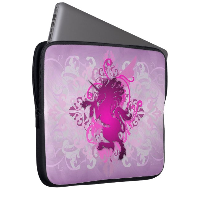 Urban Pink Fantasy Scroll Unicorn Laptop Sleeve (Front Right)