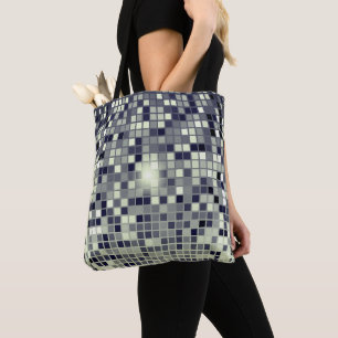 Urban Pixel Grid Abstract Pattern Tote Bag