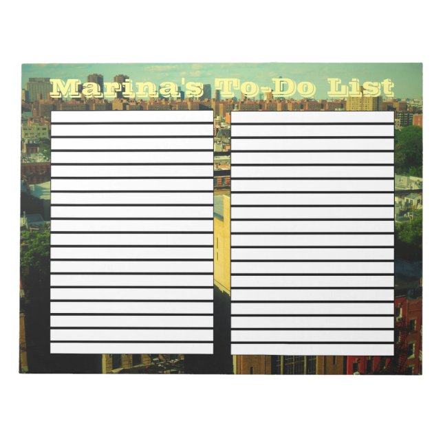Urban Planner's large two column to-do list pad (Front)