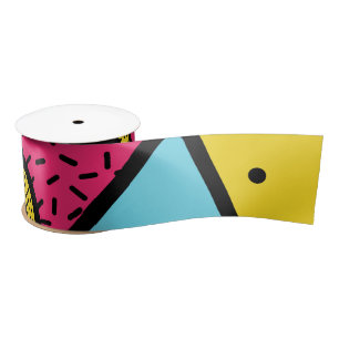 Urban Pop Art Abstract Geometric Lines and Dots Satin Ribbon