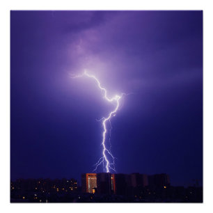 Urban Power Surge - Dynamic Lightning Bolt Over Ci Poster