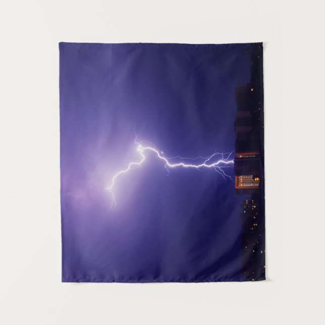 Urban Power Surge - Dynamic Lightning Bolt Over Ci Tapestry (Front)