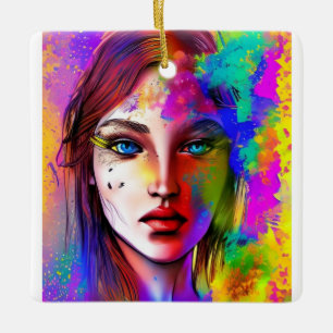 Urban powerfull woman         ceramic ornament