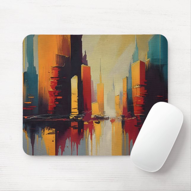 Urban Pulse – Abstract City In Vertical Rhythm Mouse Pad (With Mouse)