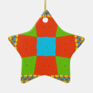 "Urban Quilt" European Geometric Pattern Art Ceramic Ornament