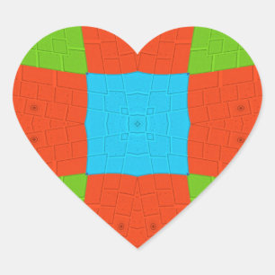 "Urban Quilt" European Geometric Pattern Art Heart Sticker