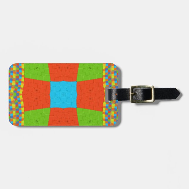"Urban Quilt" European Geometric Pattern Art Luggage Tag (Front Horizontal)