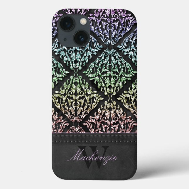 Urban Rainbow Damask Personalised iPad Air Case (Back)