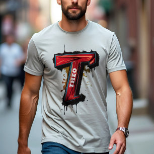 Urban Rebellion: Customisable Bold "T" Graffiti T-Shirt