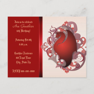 Urban Red Fantasy Dragon Birthday Party Invite