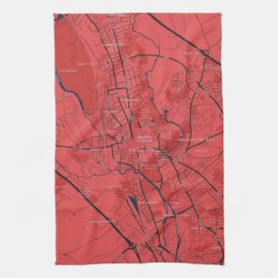 URBAN RED NAVY OXFORD UNIVERSITY UK OUTLINE MAP TEA TOWEL
