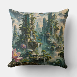 Urban Renewal Futuristic Post Apocalyptic City Cushion