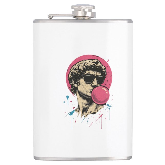 Urban Retro David — Bubblegum Pop Statue Hip Flask (Front)