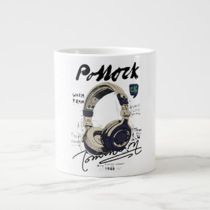 Urban Retro Headphone Vibe Illustration Large Coffee Mug