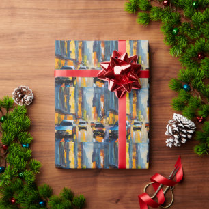 Urban Rhythms Cityscape Art Splash Wrapping Paper