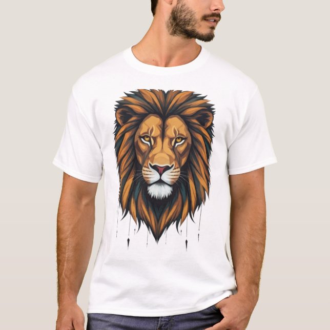 Urban Roar: Geometric Lion Graffiti Tees (Front)