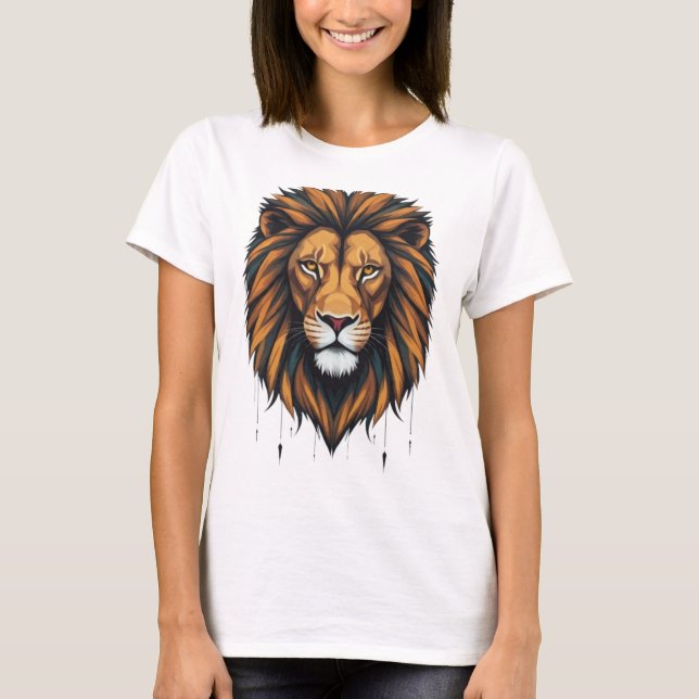Urban Roar: Geometric Lion Graffiti Tees (Front)