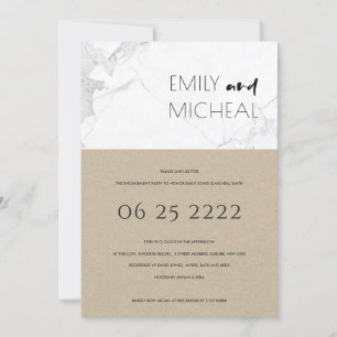 URBAN RUSTIC KRAFT MARBLE ENGAGEMENT PARTY INVITE