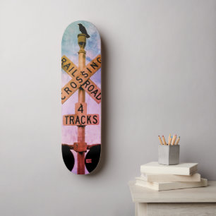 Urban Rustic Muted Crow Train Skateboard