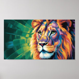Urban Safari Lion - Street Art Inspired Wildlife Poster