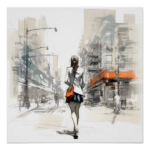 Urban Sketch, 3D Render Of The Modern Woman