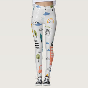 Urban Sketches: Kids Vintage Cityscape Leggings