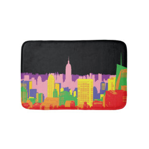 Urban Skyline: Night Rainbow Decor. Bath Mat