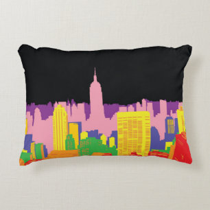 Urban Skyline: Night Rainbow Decor. Decorative Cushion