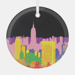 Urban Skyline: Night Rainbow Decor. Glass Tree Decoration