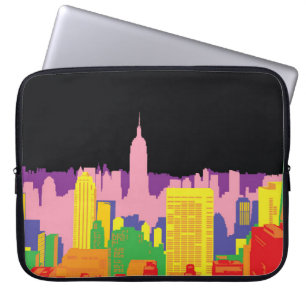 Urban Skyline: Night Rainbow Decor. Laptop Sleeve