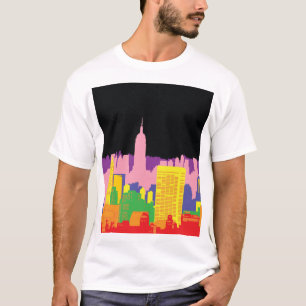 Urban Skyline: Night Rainbow Decor. T-Shirt
