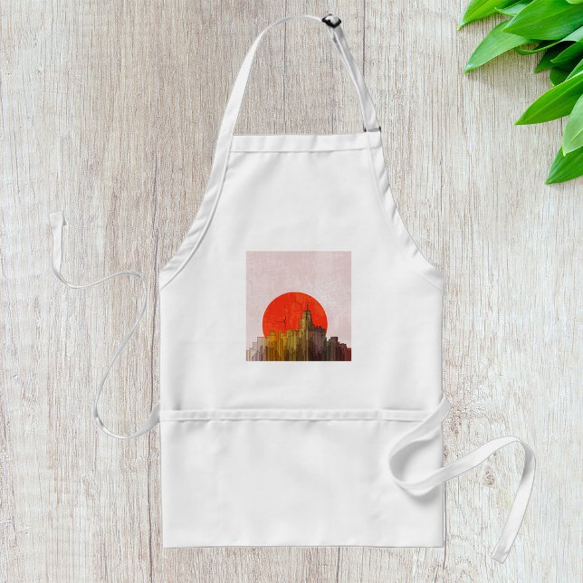 Urban Skyline with Red Sun Grunge Cityscape  Standard Apron (Creator Uploaded)