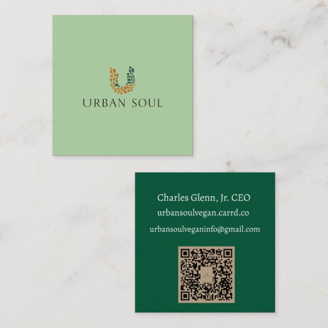 Urban Soul Vegan   Square Business Card (Front/Back)