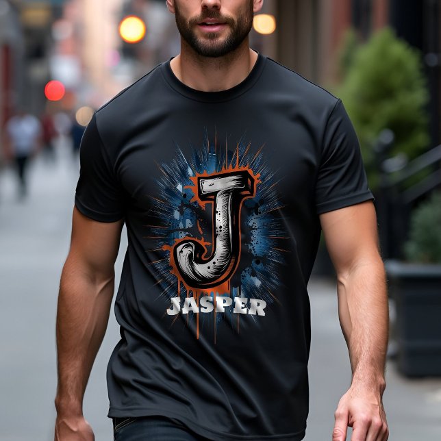 Urban Spray Paint Monogram "J" Customisable T-Shirt (Creator Uploaded)