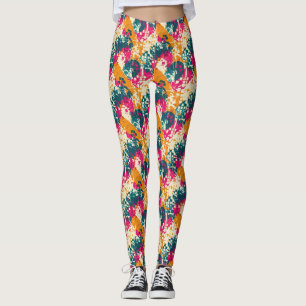 Urban Street Art Abstract Colour Block Pattern Leggings
