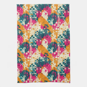 Urban Street Art Abstract Colour Block Pattern Tea Towel