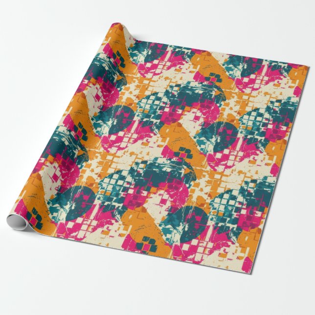 Urban Street Art Abstract Colour Block Pattern Wrapping Paper (Unrolled)
