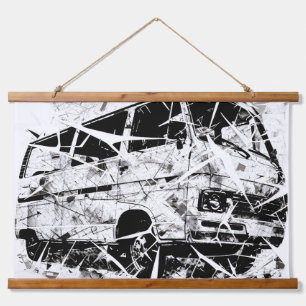 Urban Street Art Abstract Shattered Vintage Van Hanging Tapestry