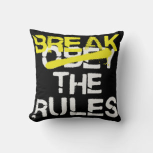 Urban street art break the rules stencil graffiti cushion