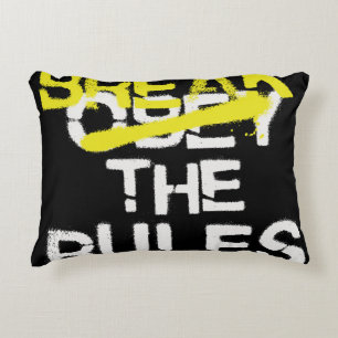 Urban street art break the rules stencil graffiti  decorative cushion