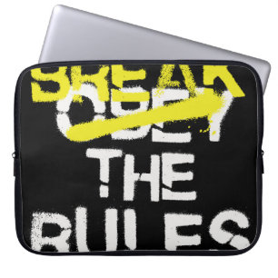 Urban street art break the rules stencil graffiti  laptop sleeve