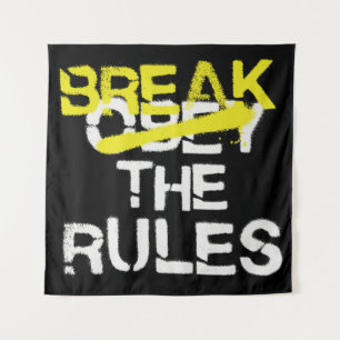 Urban street art break the rules stencil graffiti tapestry
