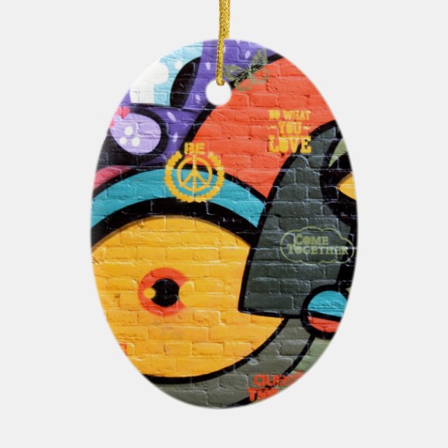 Urban Street Art-Graffiti Ceramic Tree Decoration (Front)