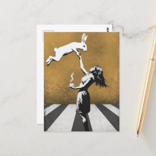 urban street art graffiti Tea With the Bunny Postcard